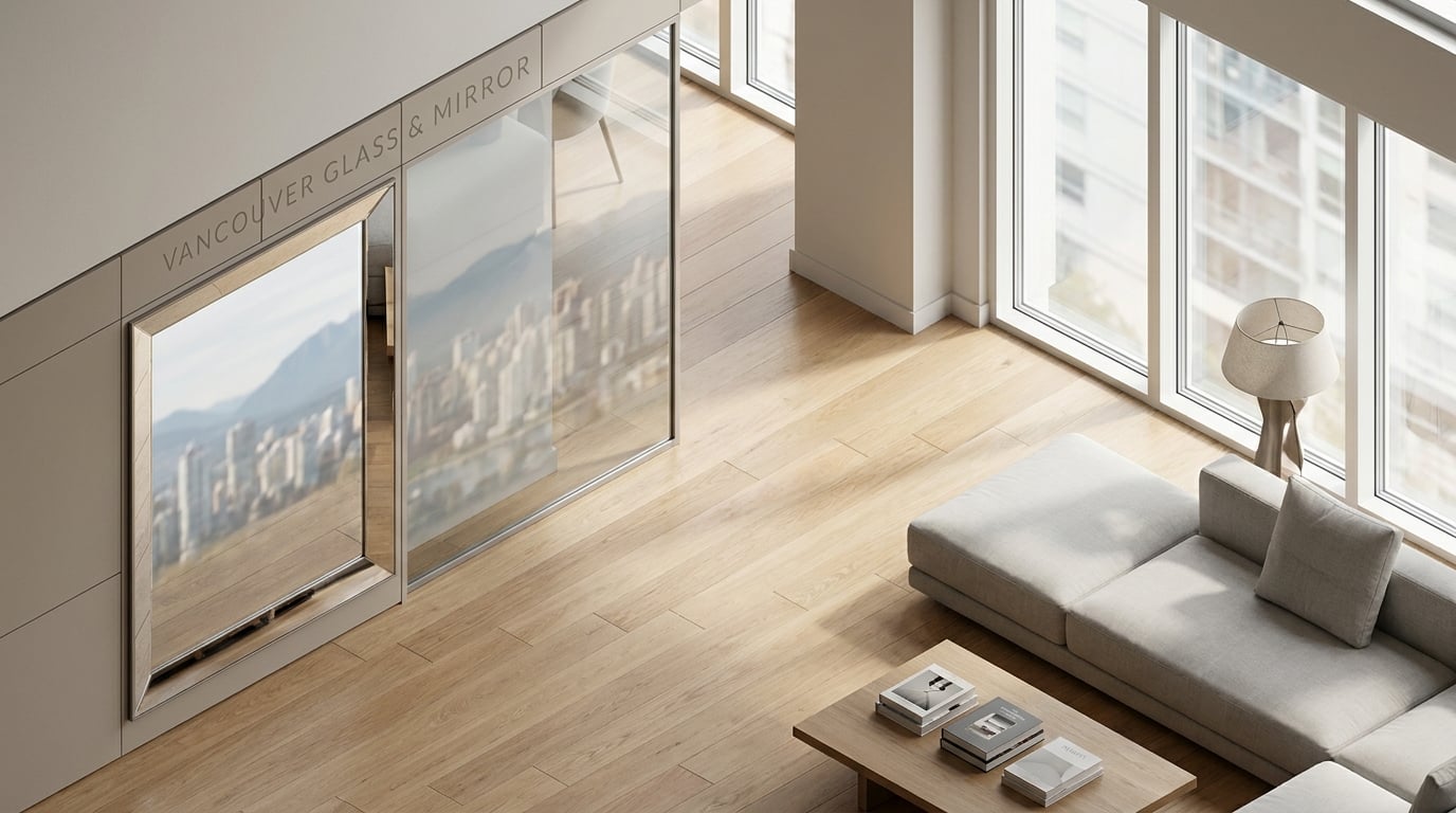 condo bathroom mirror and glass vancouver