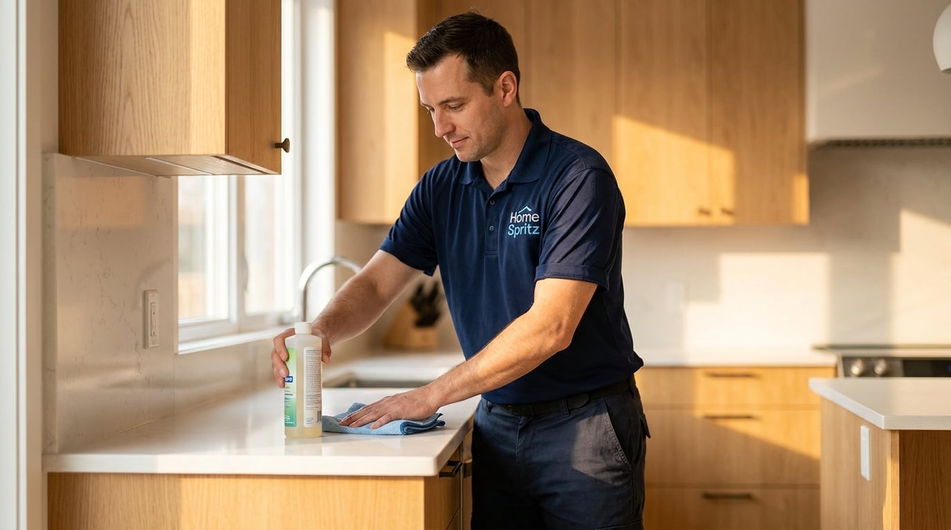 Professional home cleaner performing laminate floor cleaning methods ottawa services in a modern Canadian residence